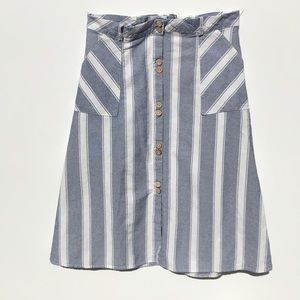 Cotton Blue & White A-line Midi Skirt